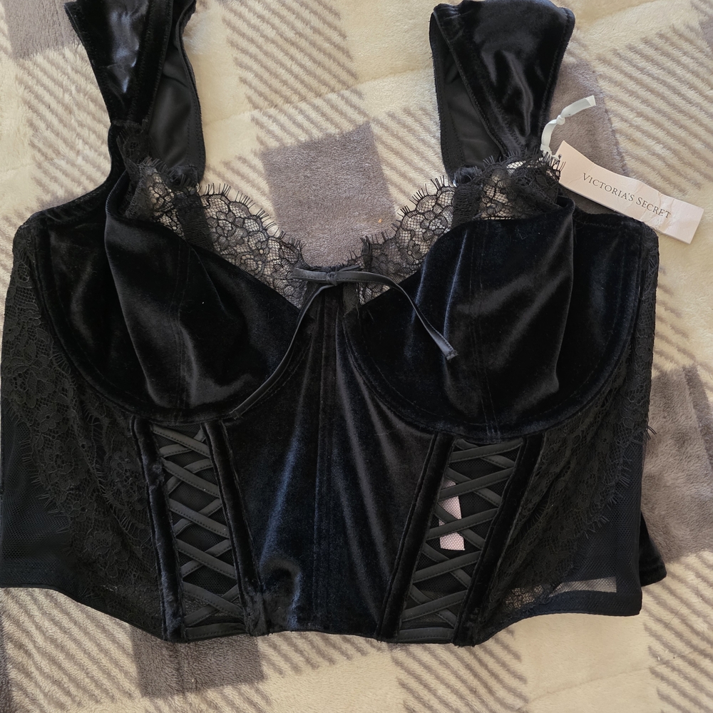 Victoria's Secret Black Velvet Corset